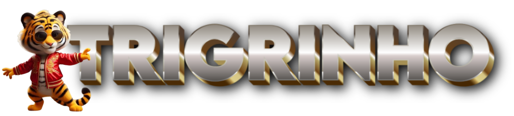 Logotipo com a palavra TRIGRINHO ao lado do personagem Fortune Tiger em estilo vibrante
